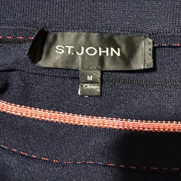 St John Patterned Knit Pencil Skirt, Navy Blue/Red, Size M - Picture 7 of 9